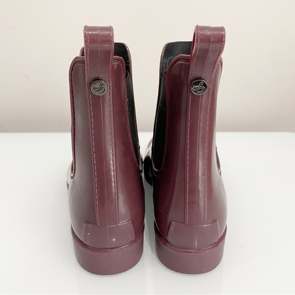 SAM EDELMAN Tinsley Chelsea Rubber Rain Bootie Sangria Size 7 - Picture 2 of 14
